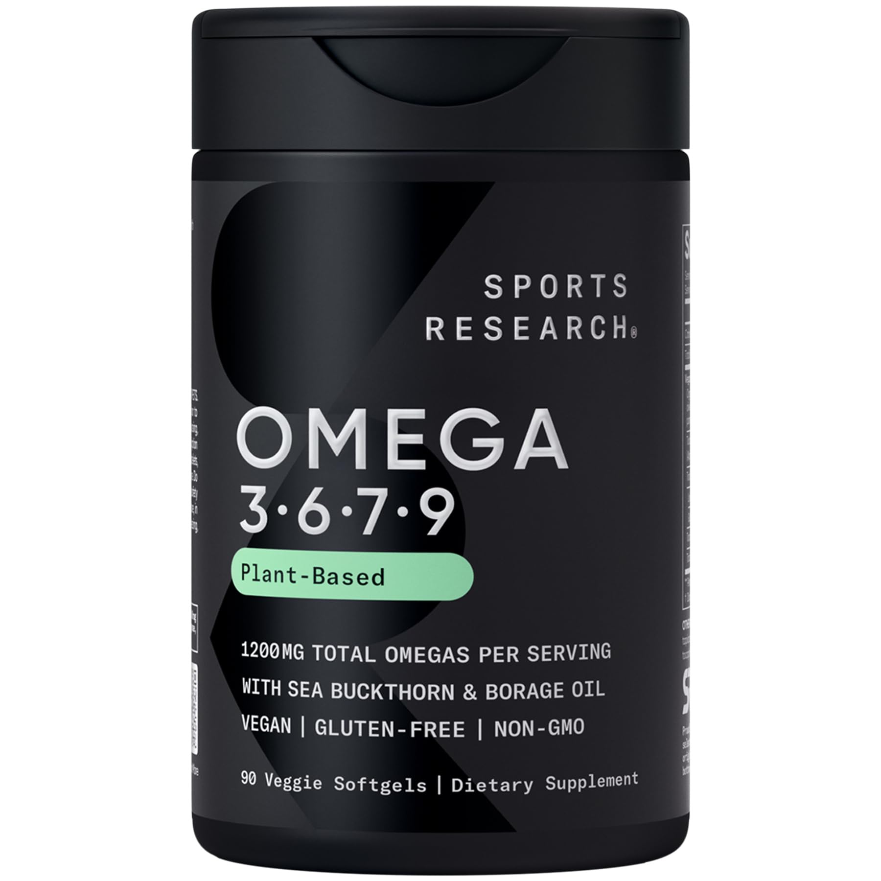 Sports Research Vegan Omega 3-6-7-9 Supplement softgel front view