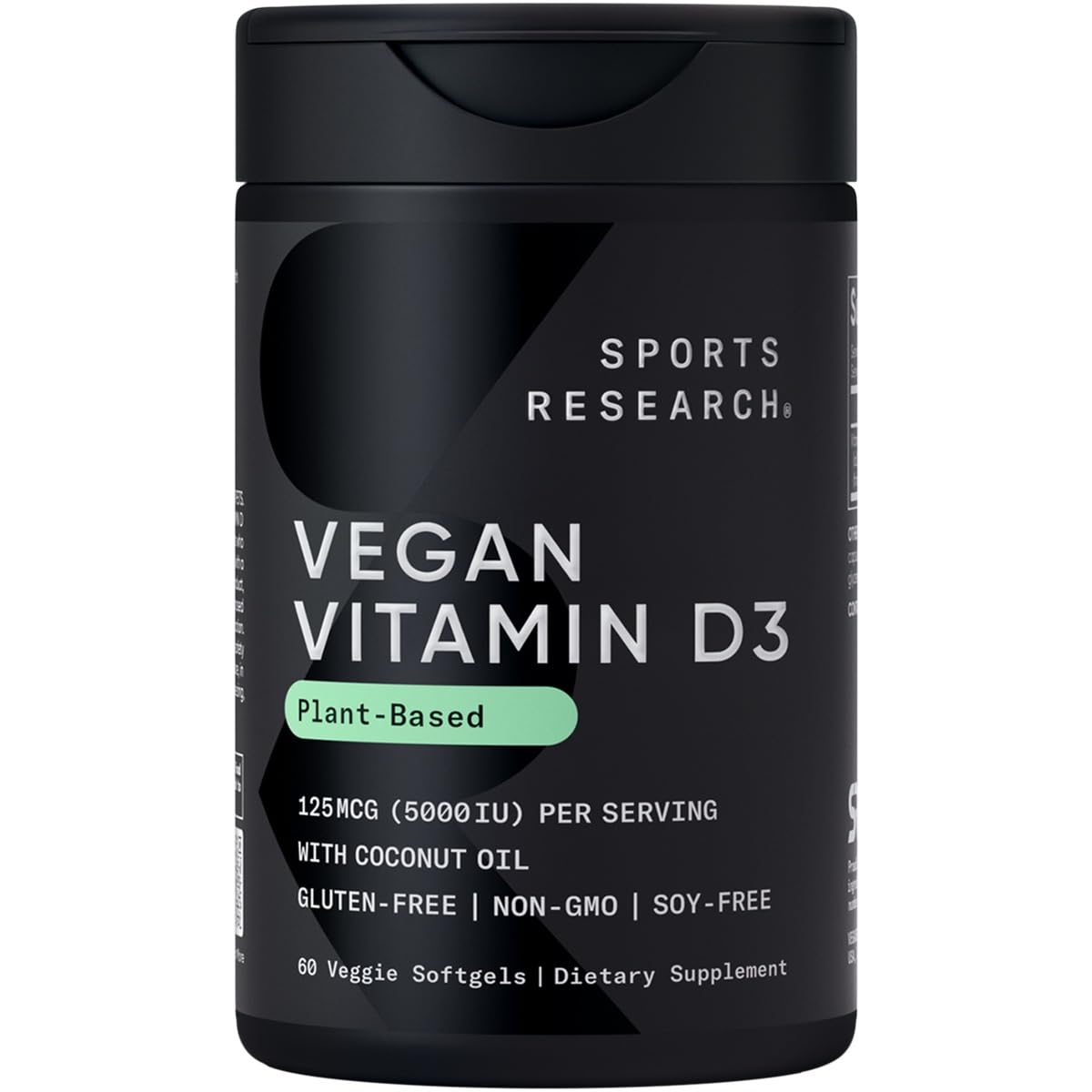 Sports Research Vegan Vitamin D3 125mcg softgel front view