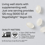 Sports Research Vegan Vitamin D3 125mcg softgel on a wooden table