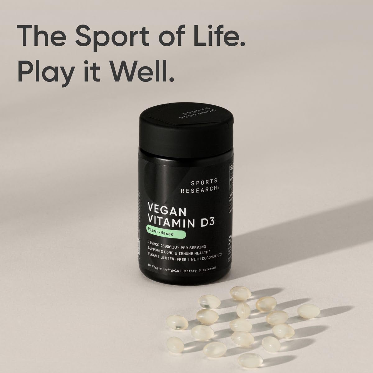 Sports Research Vegan Vitamin D3 125mcg softgel packaging