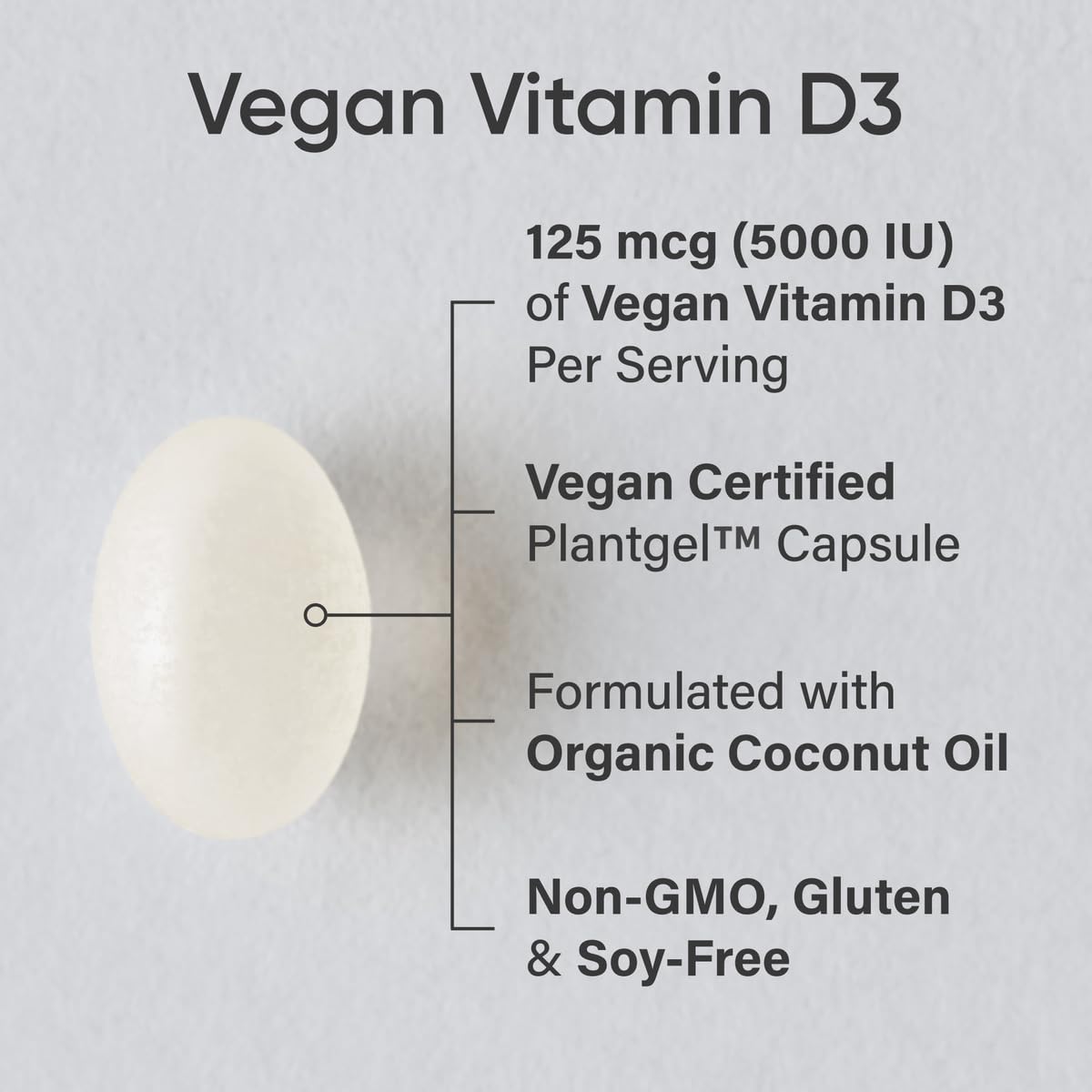 Sports Research Vegan Vitamin D3 125mcg softgel side view