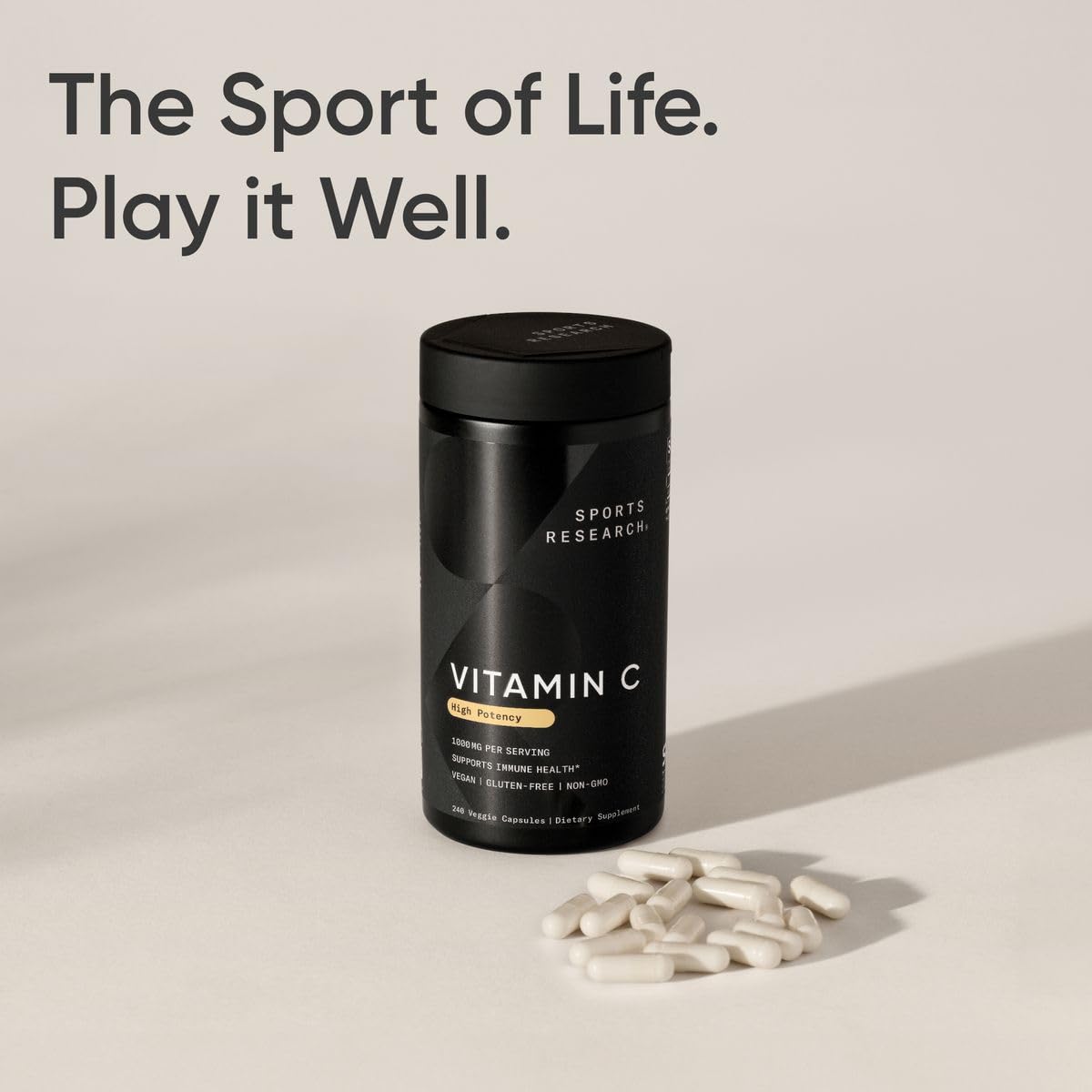 Sports Research Vitamin C 1000mg vegan capsules close-up