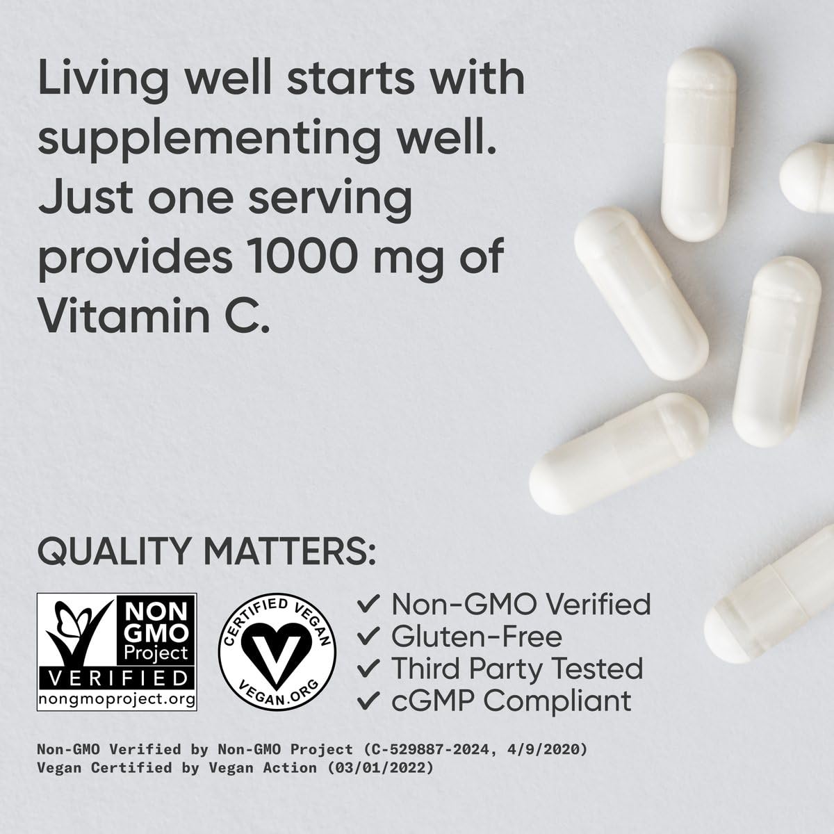 Sports Research Vitamin C 1000mg vegan capsules with a measuring spoon