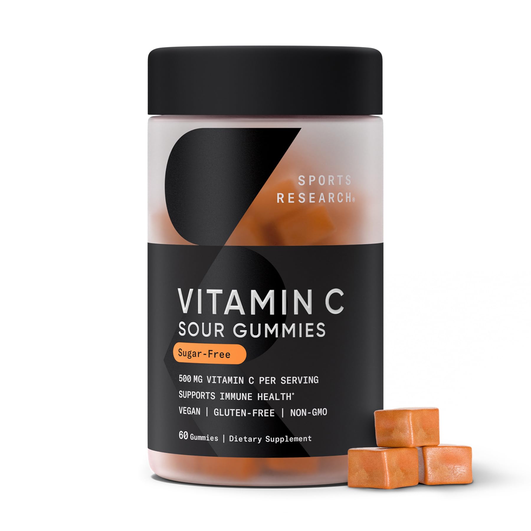 Sports Research Vitamin C Gummies 500mg Sour Orange front view