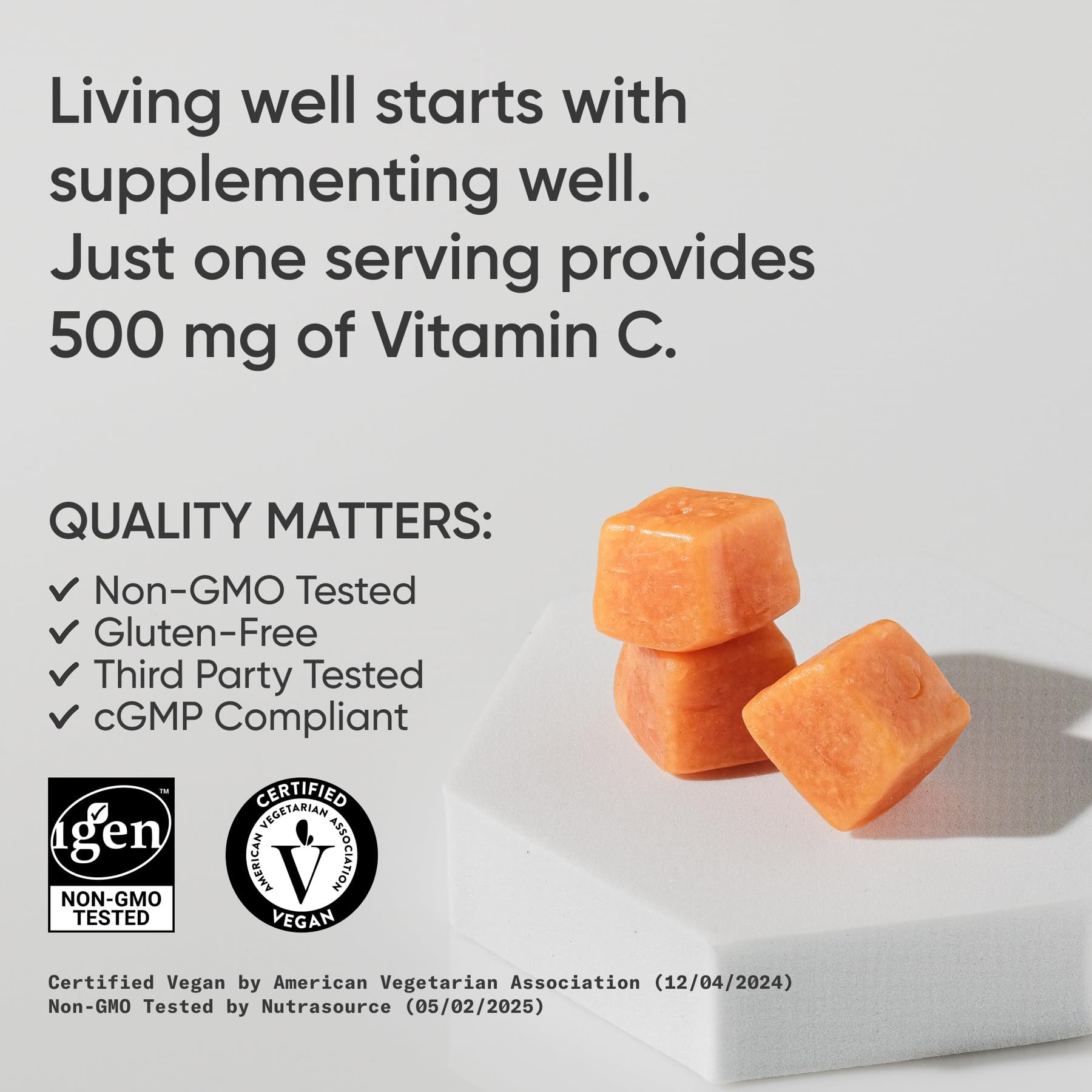 Sports Research Vitamin C Gummies on a wooden table