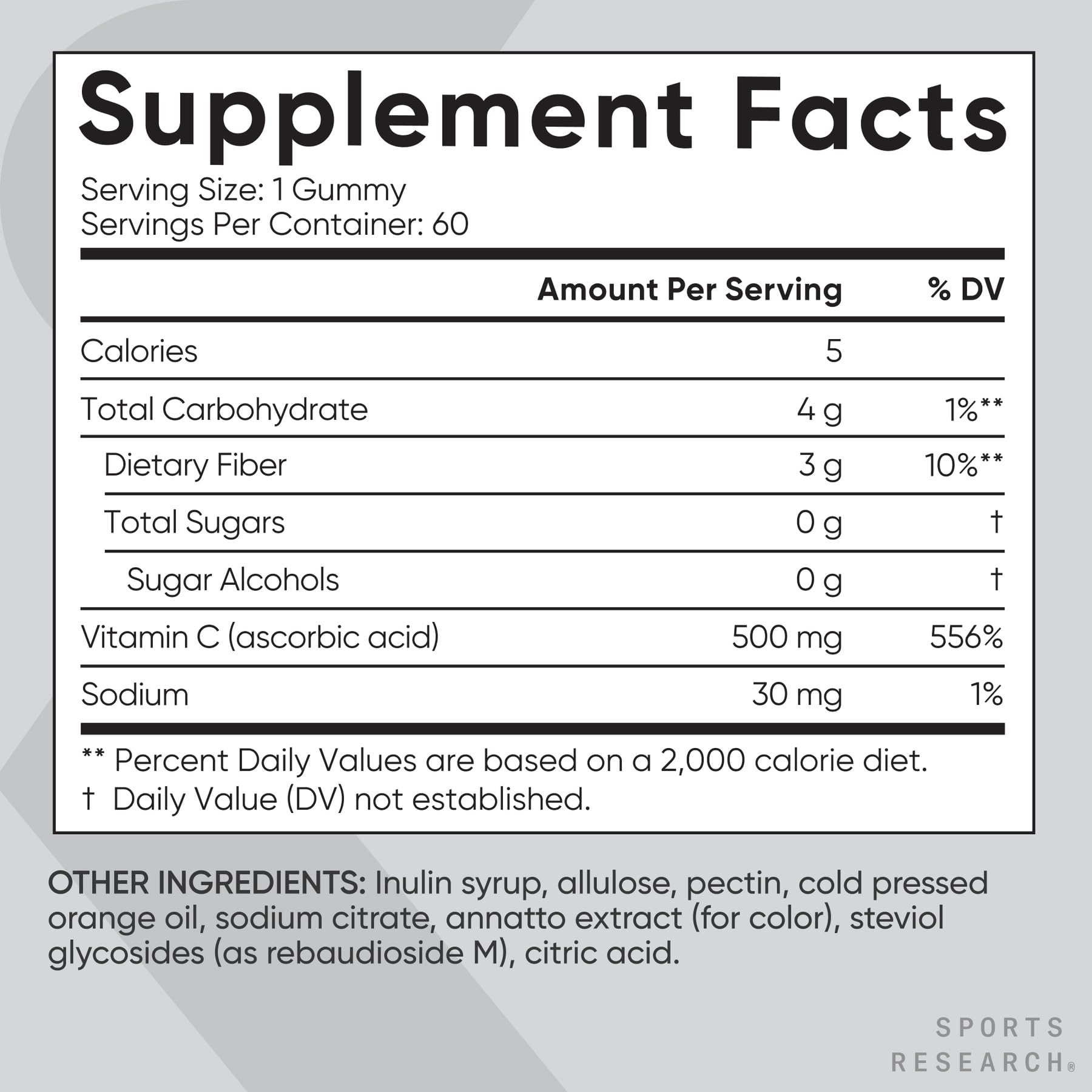 Sports Research Vitamin C Gummies with a measuring spoon