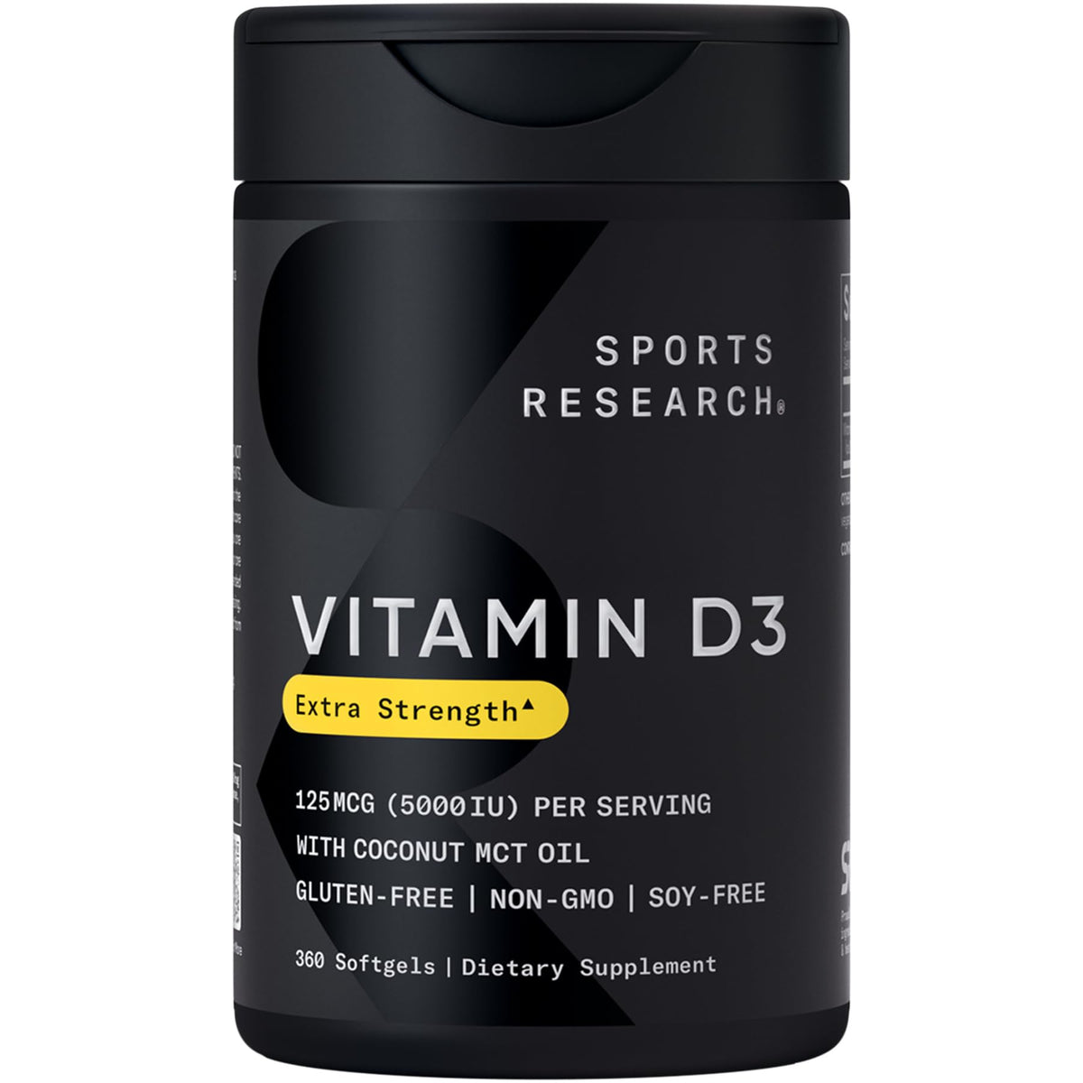 Sports Research Vitamin D3 5000 IU Mini Softgels front view