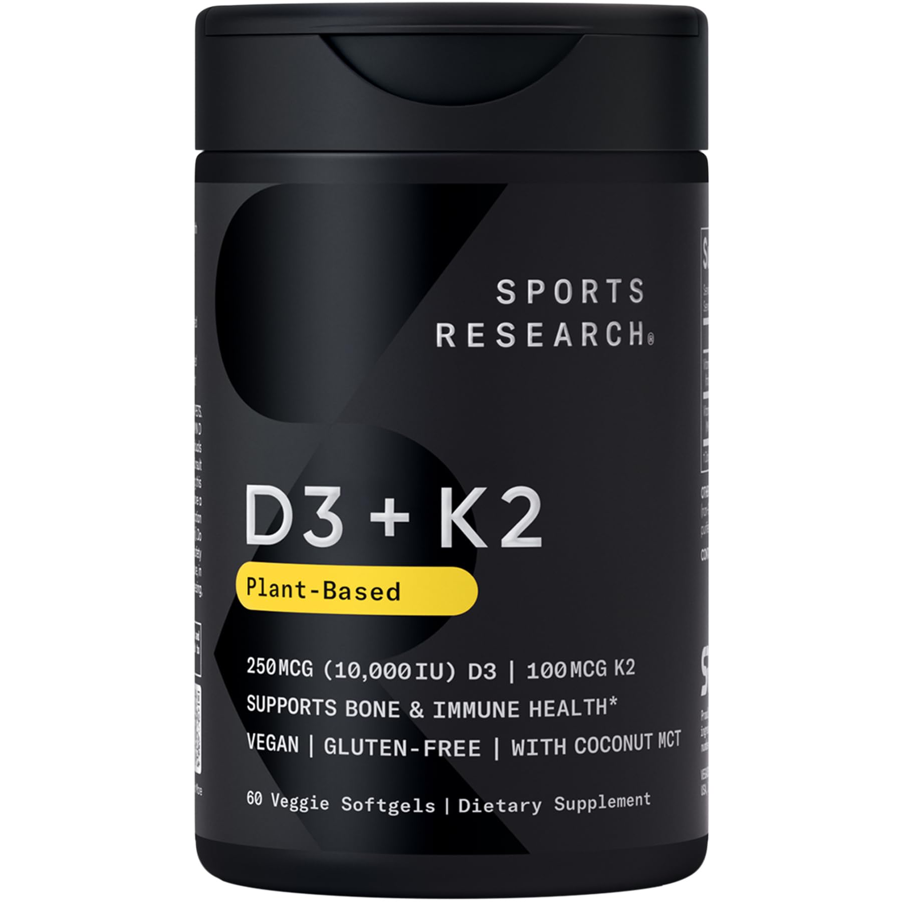 Sports Research Vitamin D3 + K2 Softgels front view with packaging