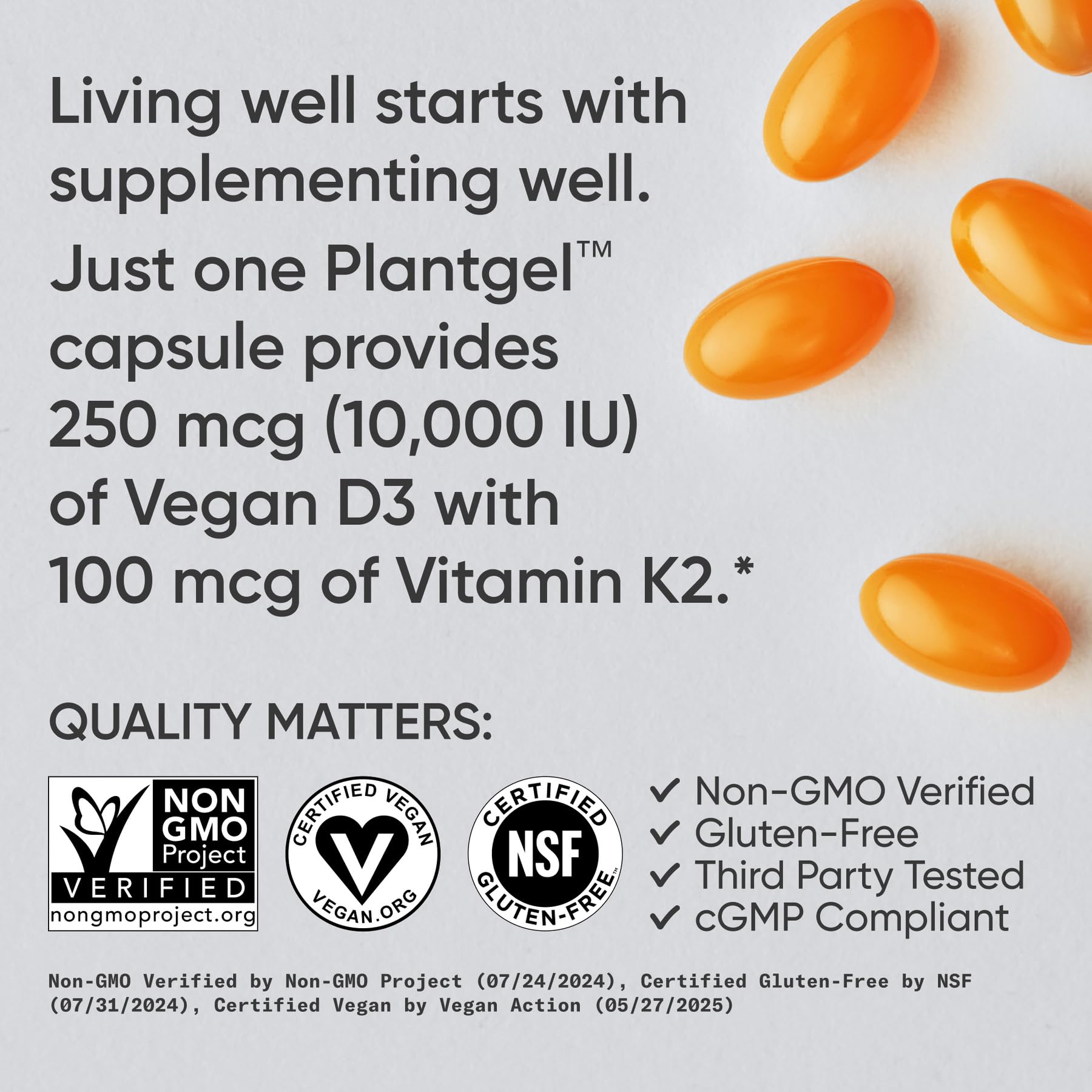 Sports Research Vitamin D3 + K2 Softgels on a wooden table