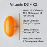 Sports Research Vitamin D3 + K2 Softgels side view showing softgel