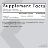 Sports Research Vitamin D3 nutritional information