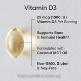 Sports Research Vitamin D3 Softgels 1000 IU back view