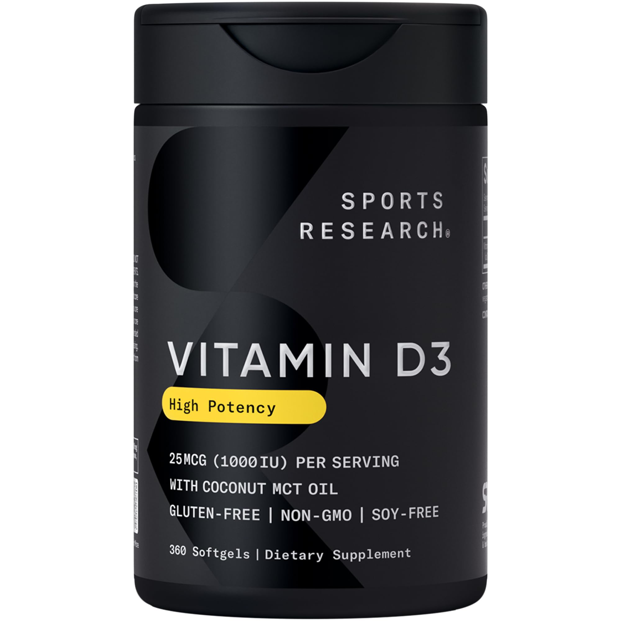 Sports Research Vitamin D3 Softgels 1000 IU front view