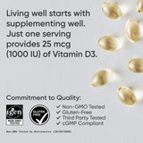 Sports Research Vitamin D3 Softgels bottle with coconut oil background