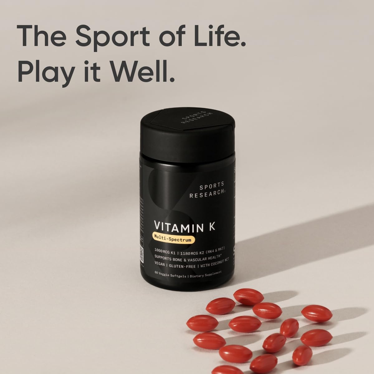 Sports Research Vitamin K Multi-Spectrum 1000mcg K1 + K2 Capsules with other supplements