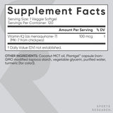 Sports Research Vitamin K2 Menaquinone-7 vegan softgel back view