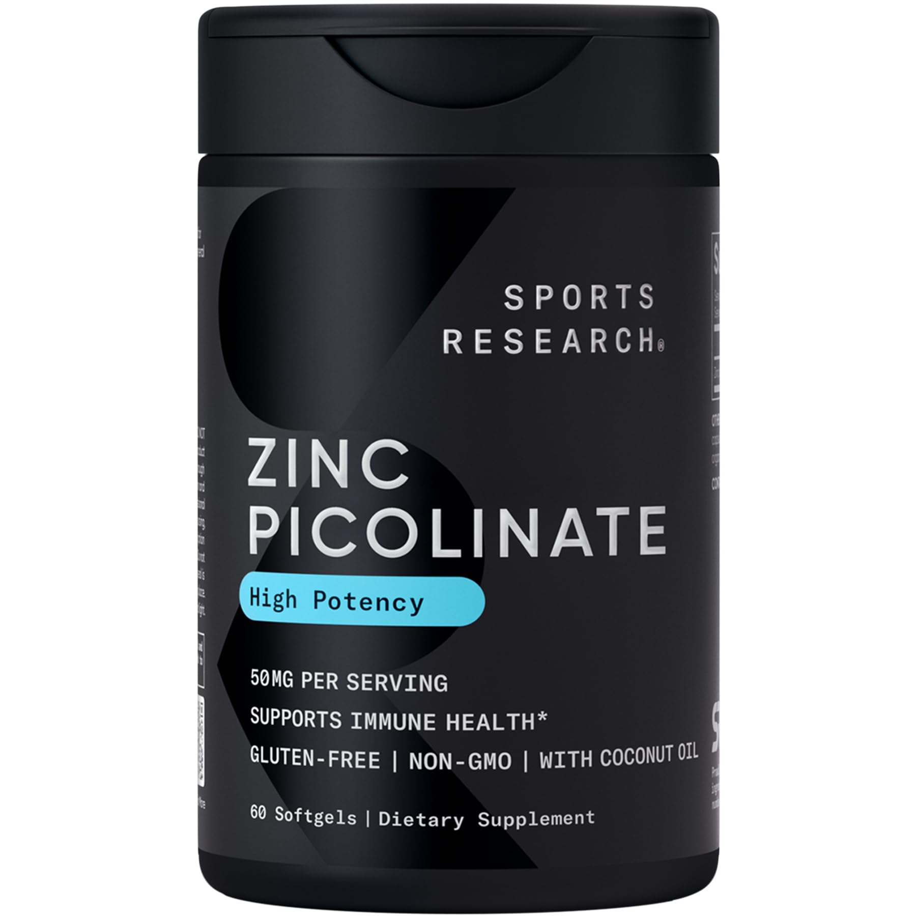 Sports Research Zinc Picolinate 50mg Softgels front view