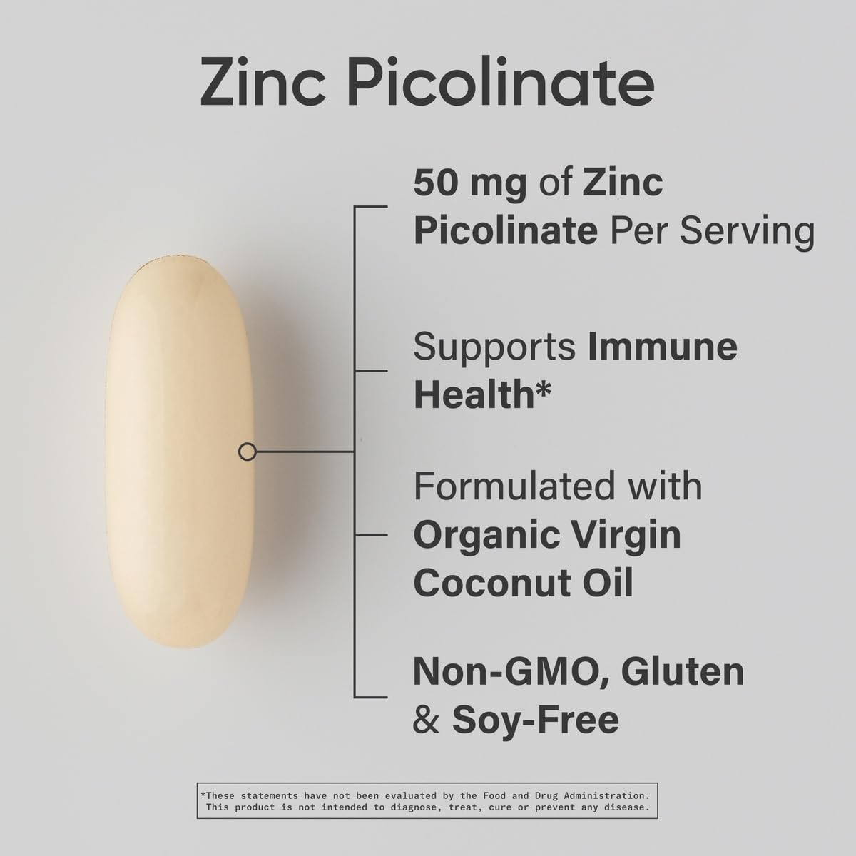 Sports Research Zinc Picolinate 50mg Softgels side view