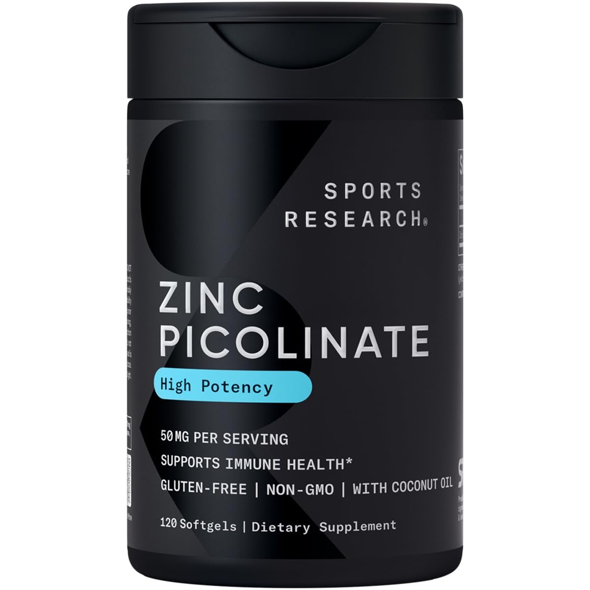Sports Research Zinc Picolinate Liquid Softgels front view