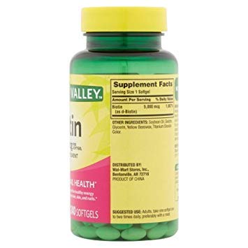 Spring Valley Biotin 181g capsule bottle side view