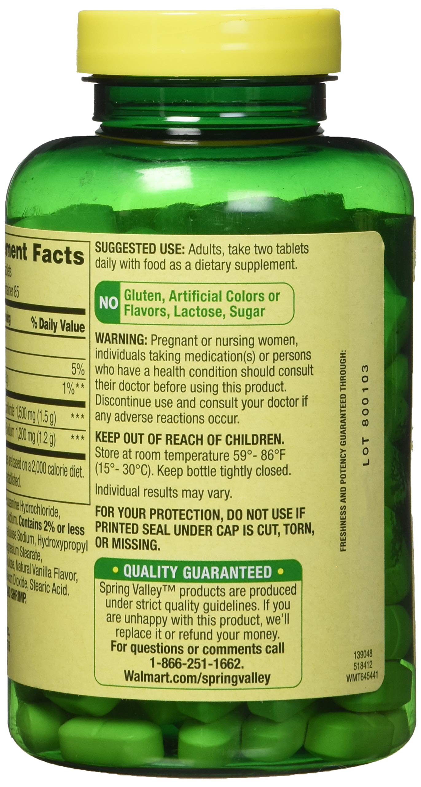 Spring Valley Chondroitin and Glucosamine Tablets packaging