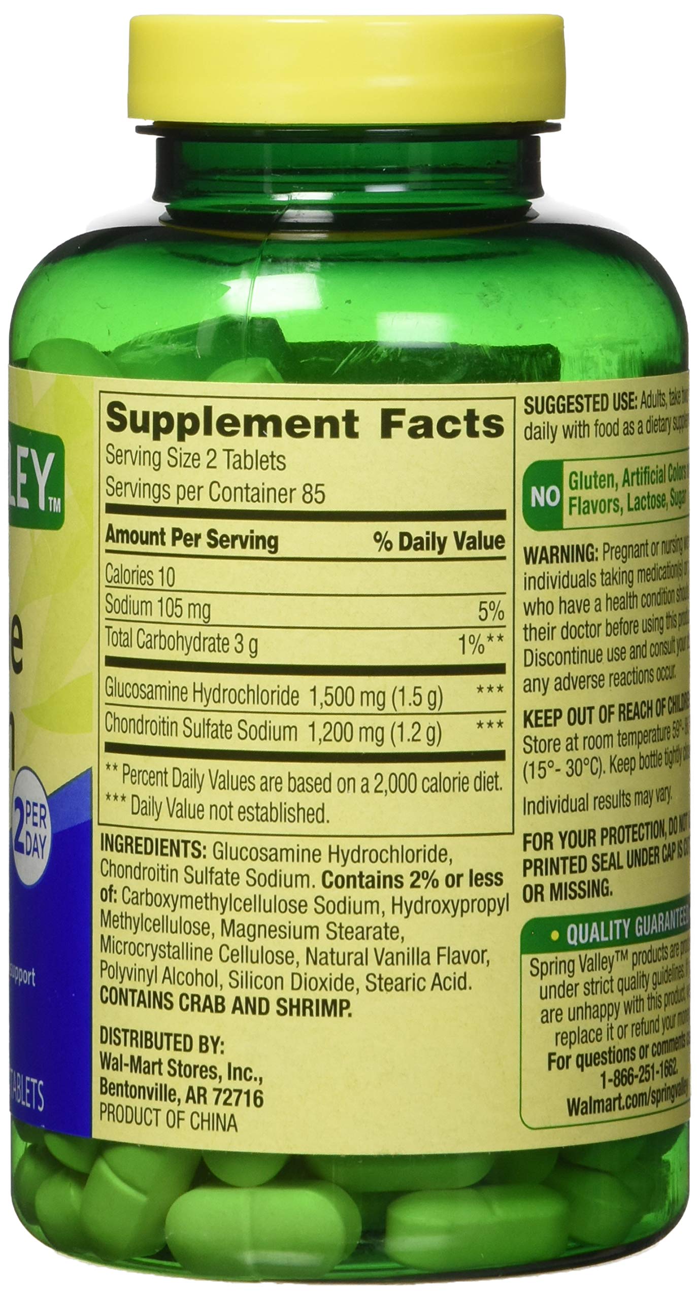Spring Valley Chondroitin and Glucosamine Tablets side view