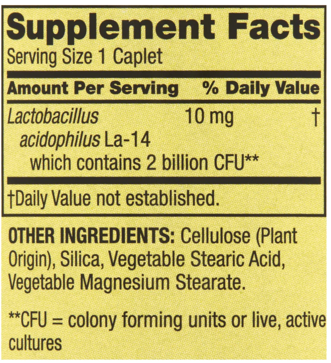 Spring Valley Probiotic Acidophilus capsule bottle side view