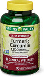 Spring Valley Ultra-Strength Turmeric Curcumin 1,500mg 90 Capsules front view