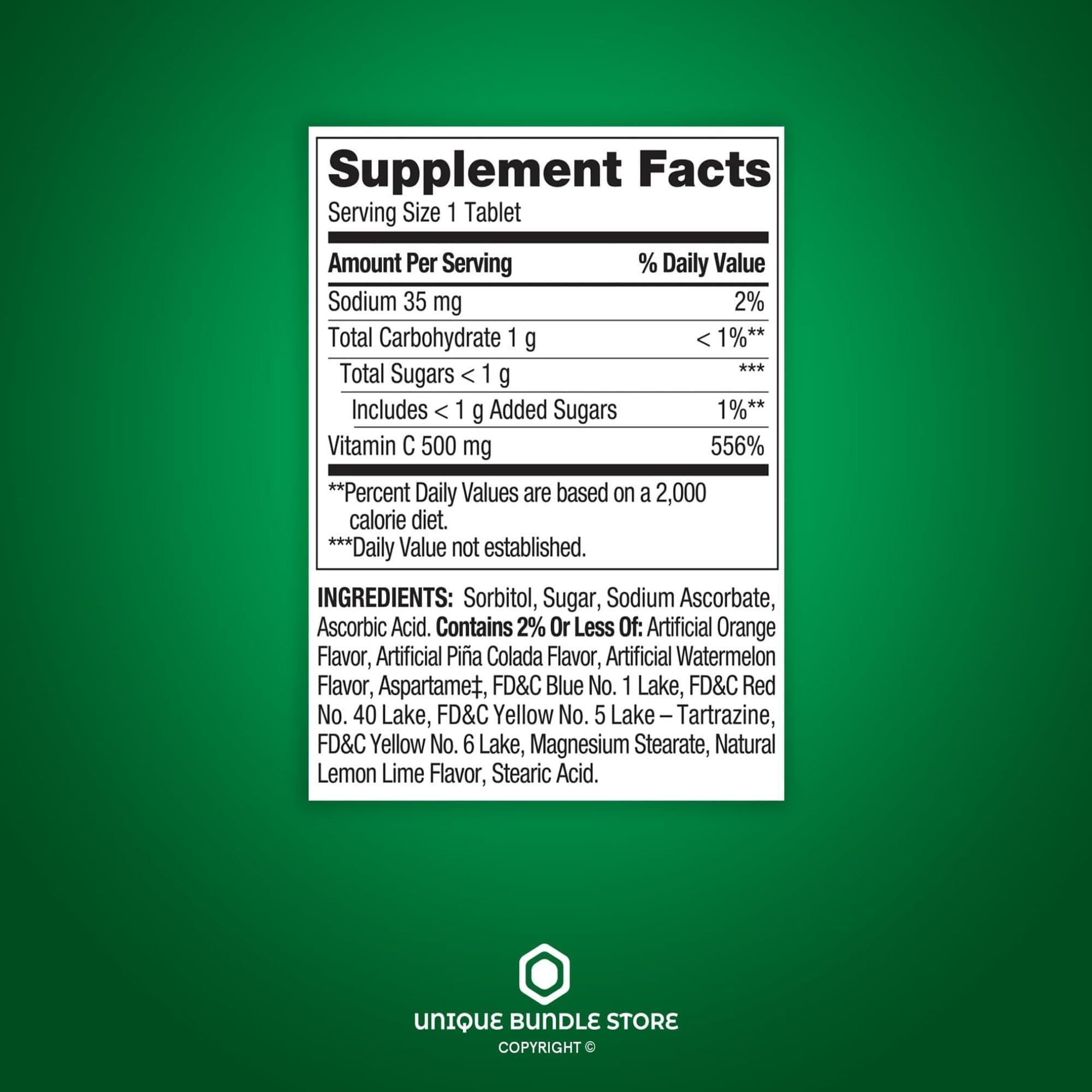 Spring Valley Vitamin C Chewable Tablets 500mg close-up of tablets