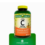 Spring Valley Vitamin C Chewable Tablets 500mg packaging with tropical fruit design