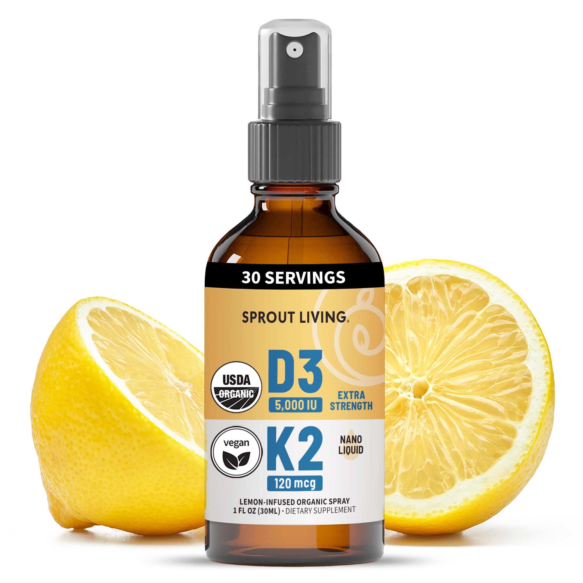 Sprout Living Vitamin D3 & K2 Spray bottle front view