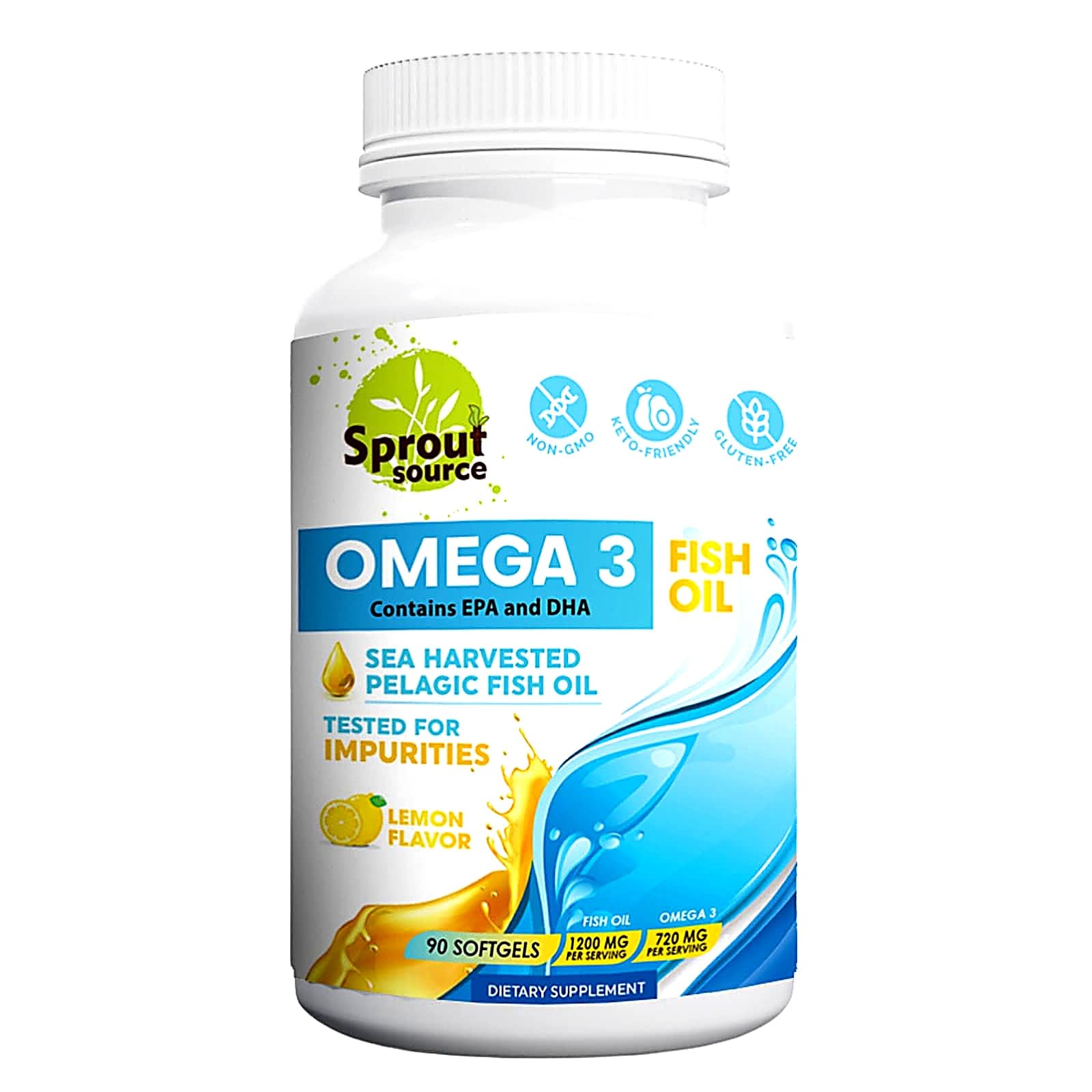 Sprout Source Fish Oil Softgels 1200mg front view
