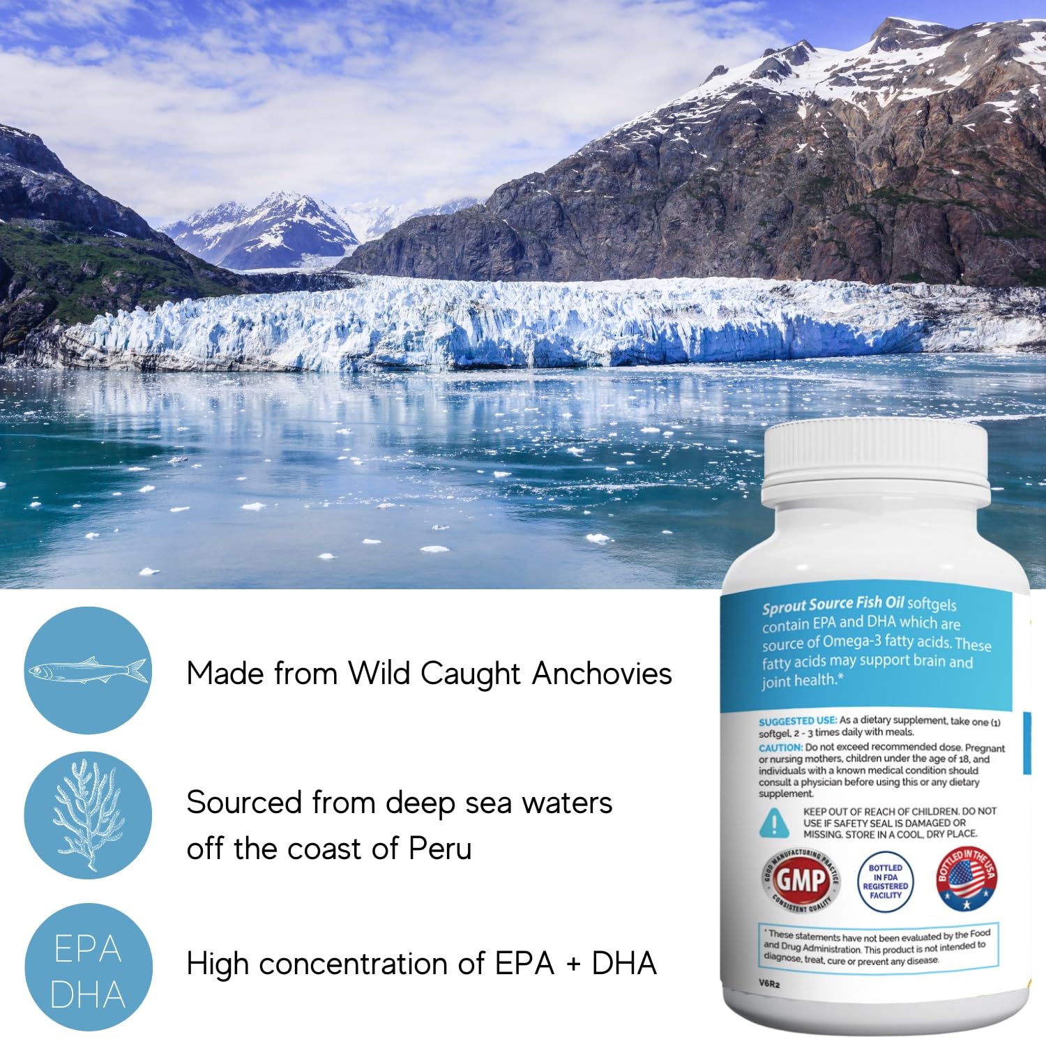 Sprout Source Fish Oil Softgels 1200mg side view