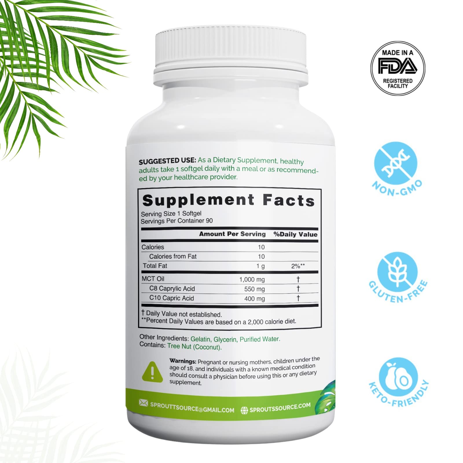 Sprout Source MCT Oil Capsules packaging on a kitchen counter