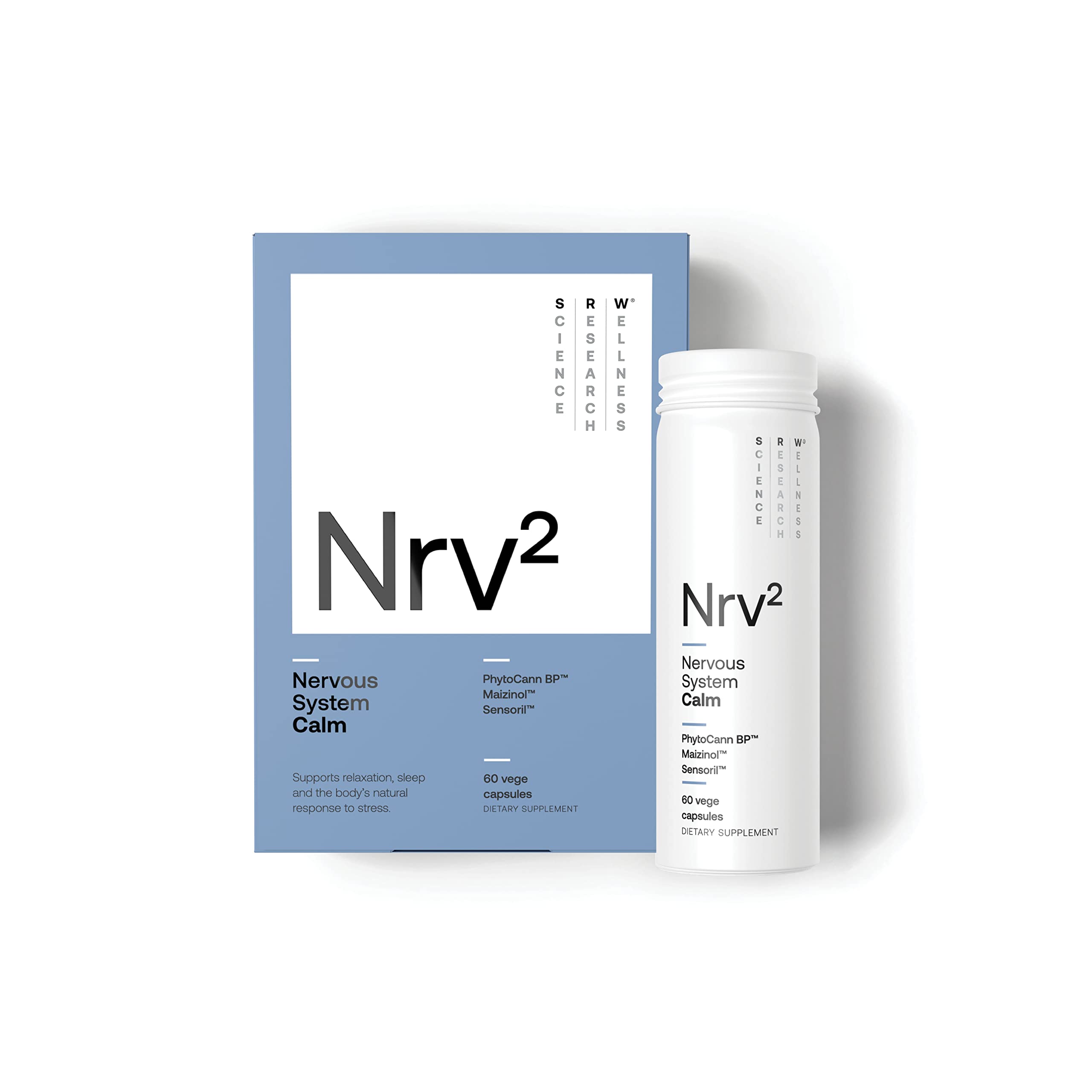 SRW Nrv² Calm supplement front view in aluminum canister