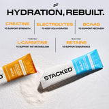 STACKED FITNESS HYDRATION Electrolyte and Creatine Packets packaging