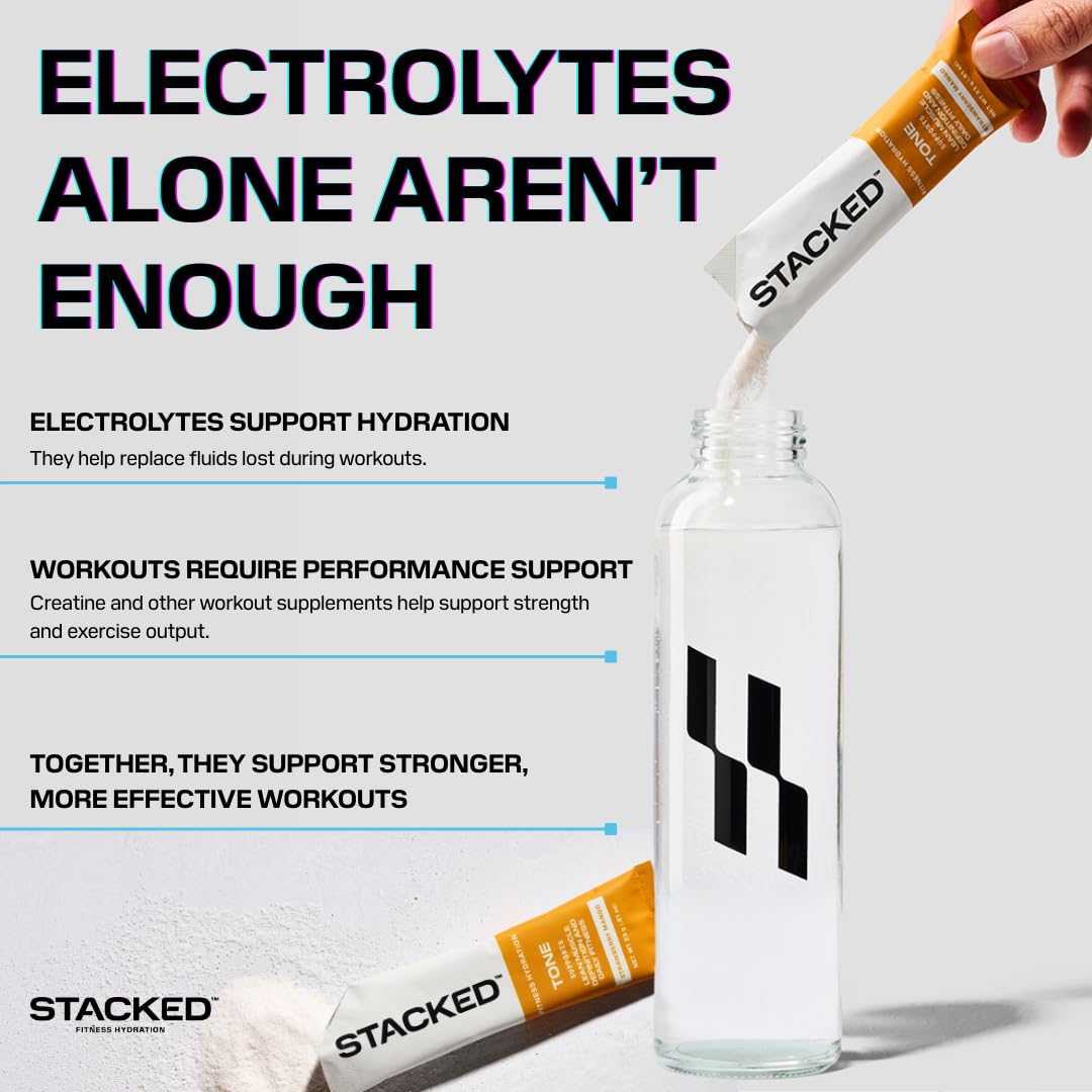 STACKED FITNESS HYDRATION Electrolyte and Creatine Packets side view