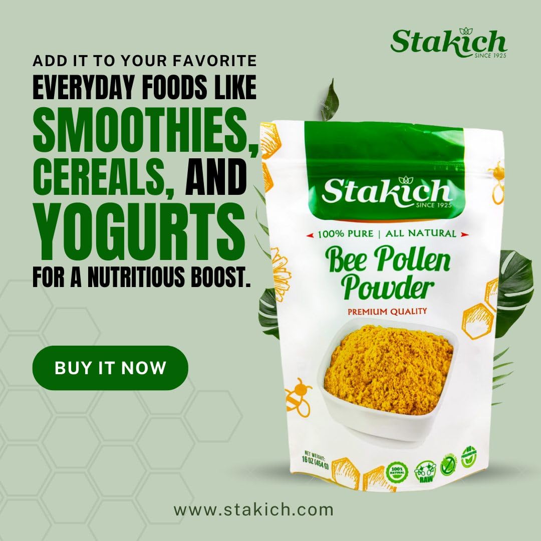 Stakich Bee Pollen Powder mixed in a smoothie