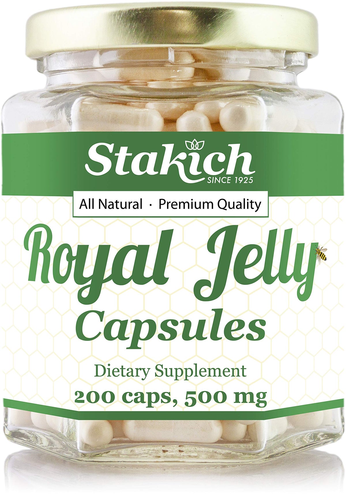Stakich Royal Jelly 500mg Capsules bottle front view