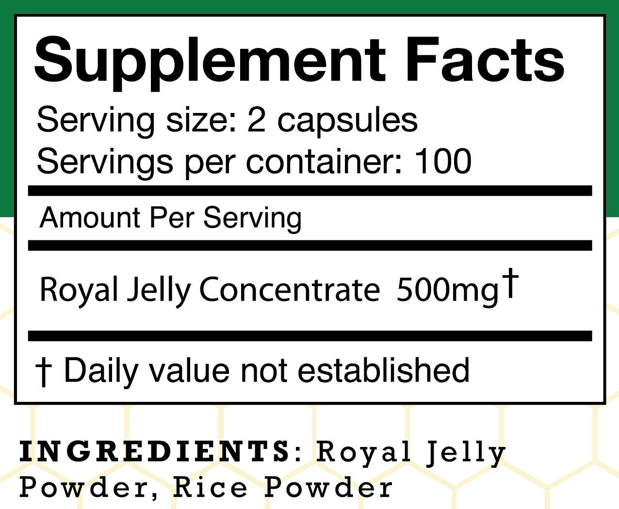 Stakich Royal Jelly 500mg Capsules bottle side view