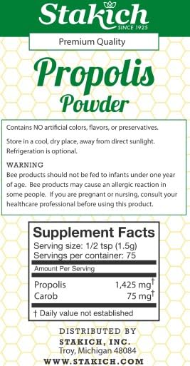 Stakich Royal Jelly Powder packaging and label