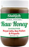 Stakich Royal Jelly Pure Raw Honey Blend 40 oz jar front view