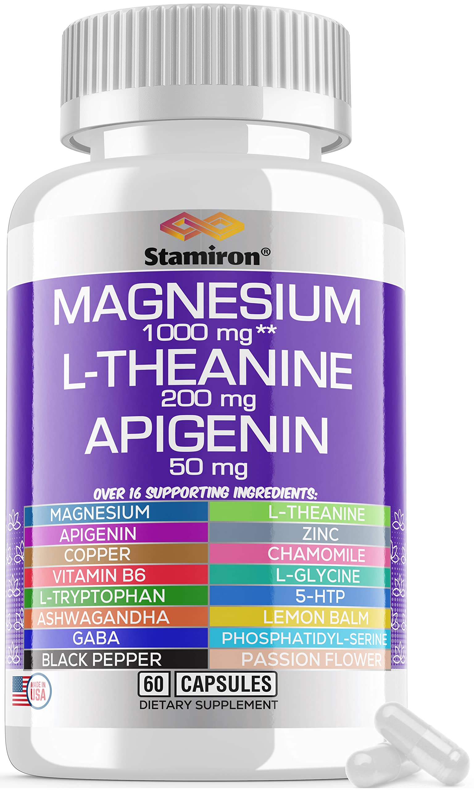 Stamiron Magnesium Supplement 60 capsules front view