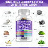 Stamiron Magnesium Supplement capsules on a wooden table
