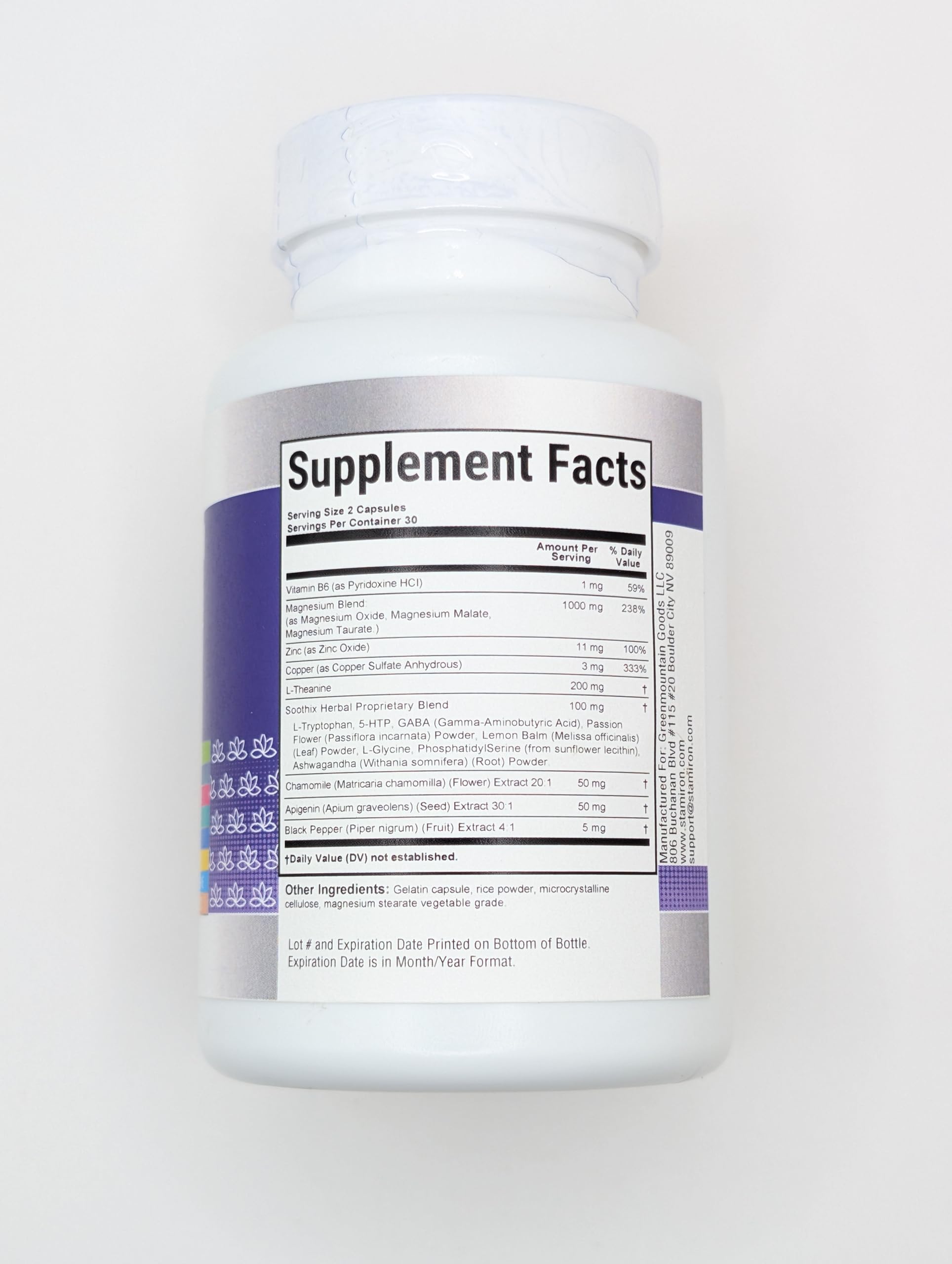 Stamiron Magnesium Supplement side view of bottle