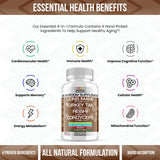 Stamiron MegaMushi Lion's Mane Supplement capsules on a wooden table