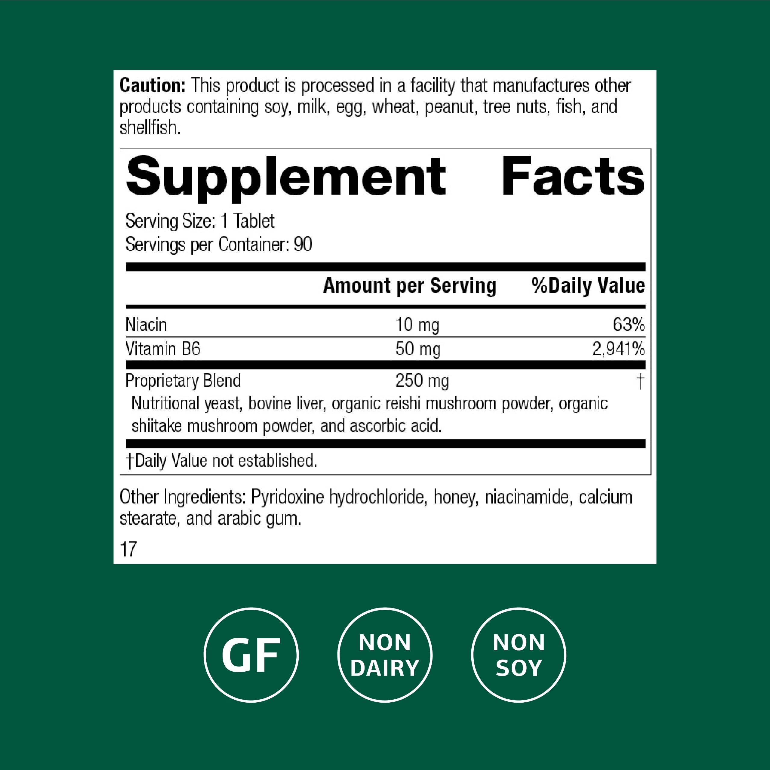Standard Process B6-Niacinamide Supplement side view showing tablet size