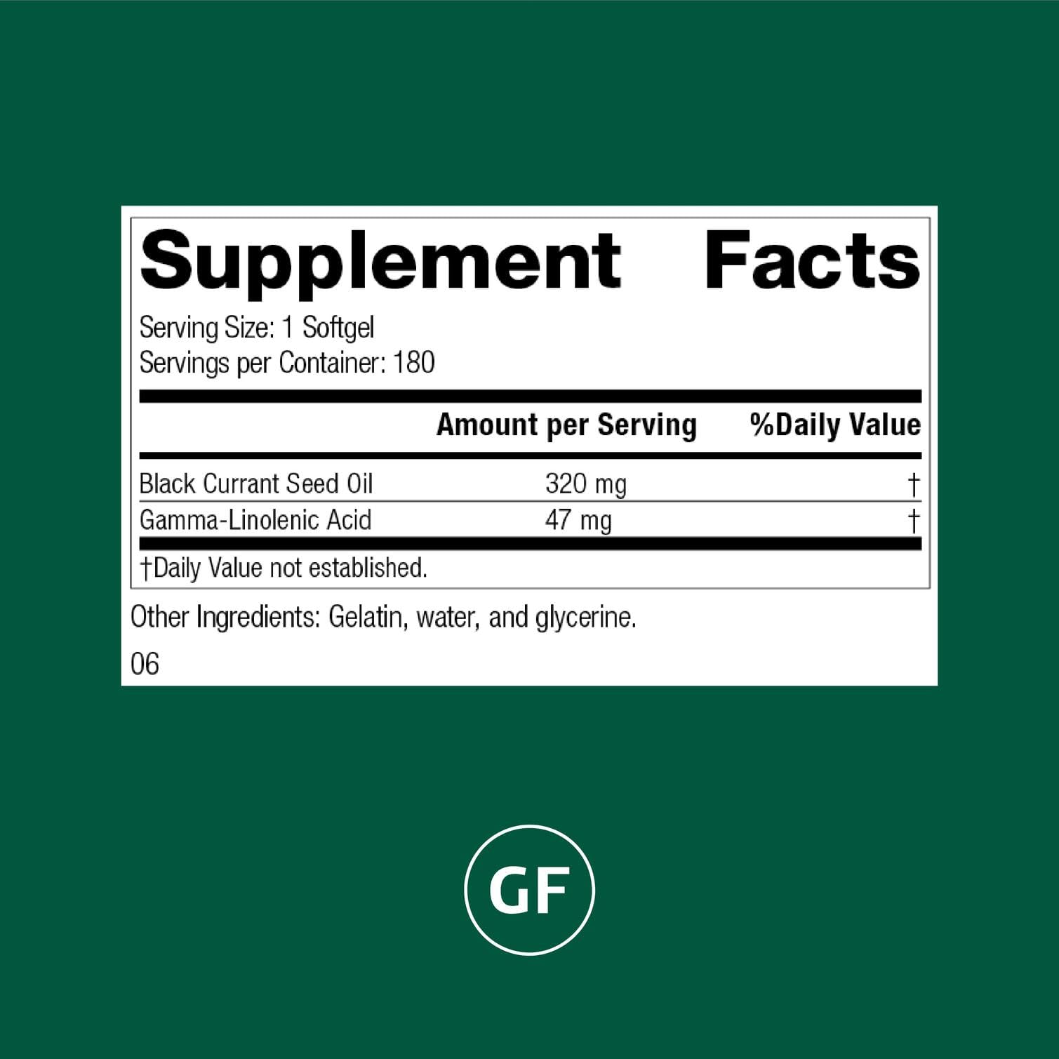 Standard Process Black Currant Oil 320mg softgel packaging