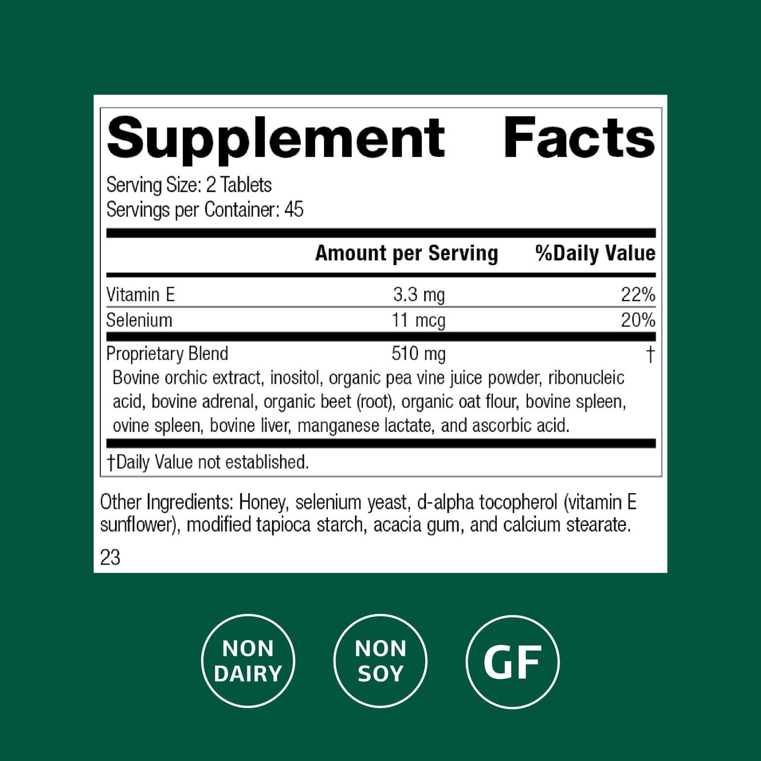 Standard Process Cataplex E Vitamin E Supplement side view