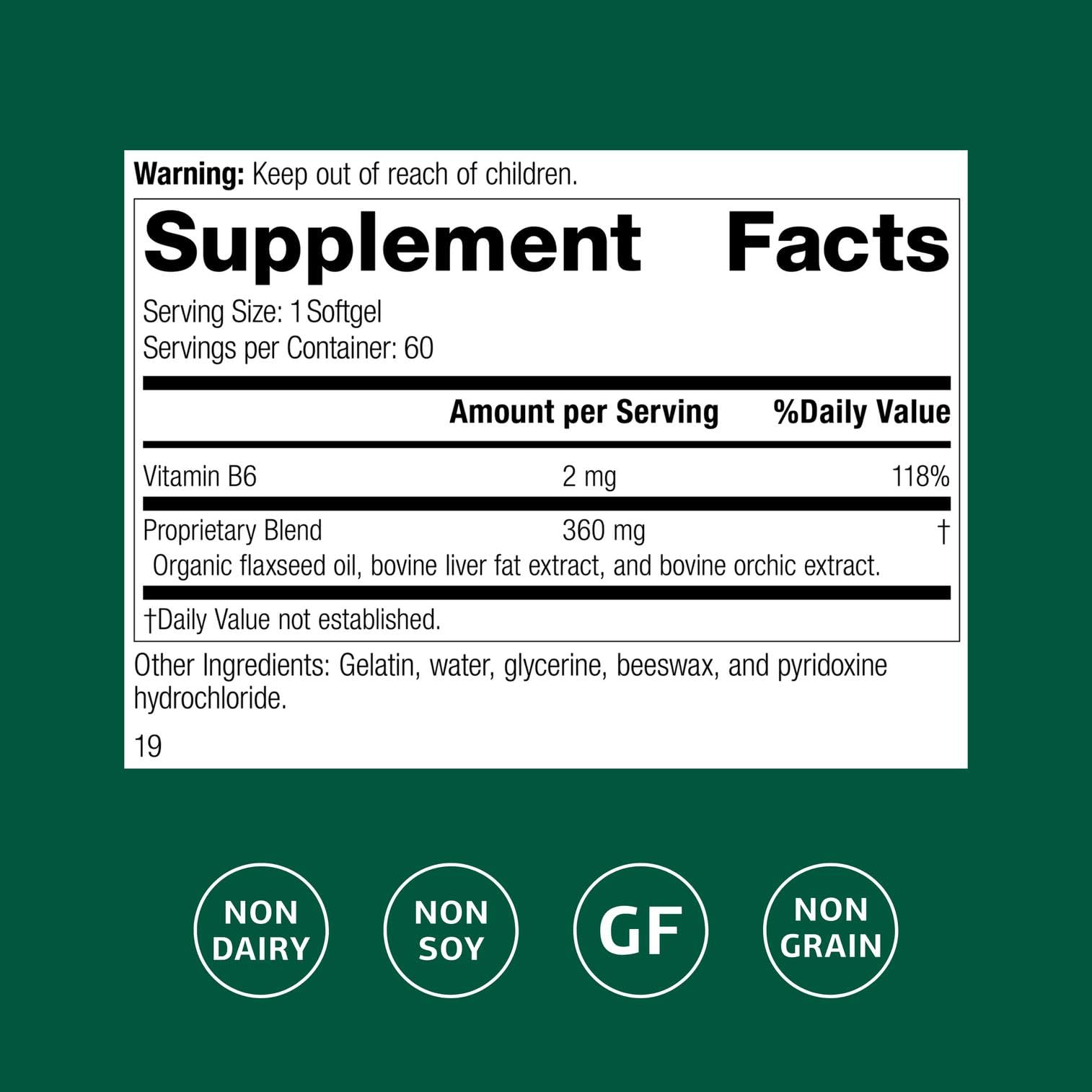 Standard Process Flax Oil Plus Omega 3-6-9 Softgels back view